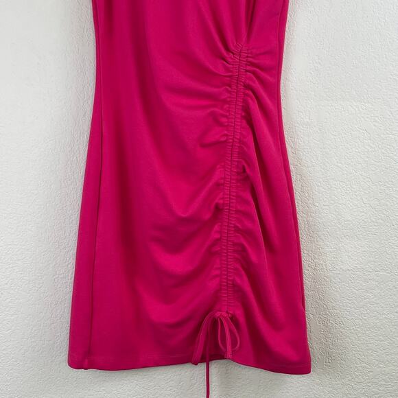 Halogen Cabernet Hot Pink Sleeveless Ruched Mock Neck Mini Dress Size XXS NWOT - Picture 7 of 12